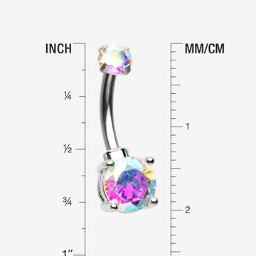 Detail View 1 of Brilliant Sparkle Internally Threaded Dainty Belly Button Ring-Aurora Borealis